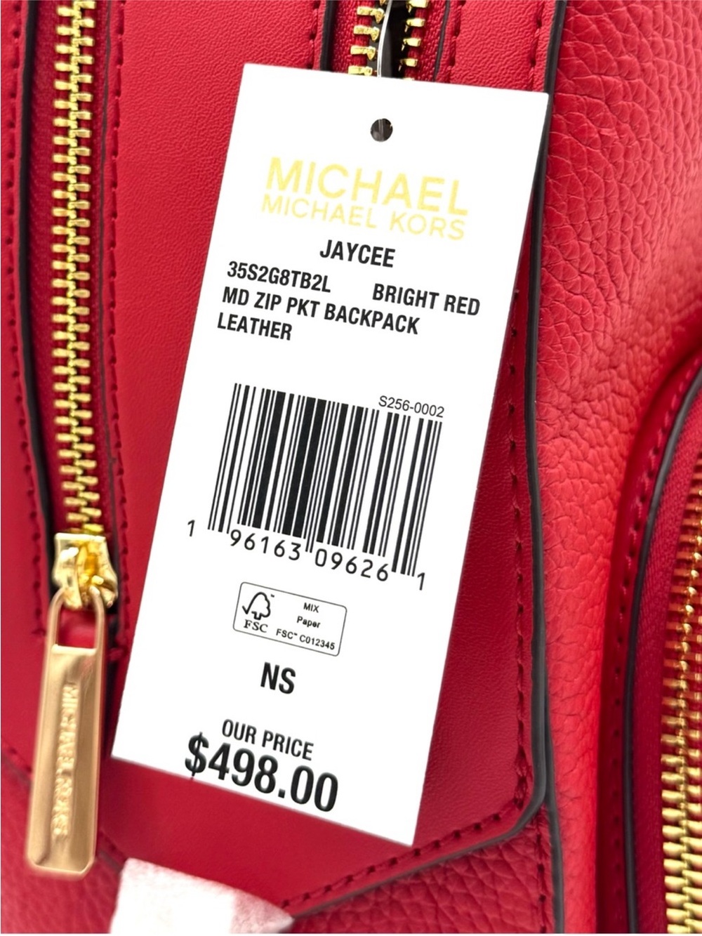 Michael Kors Jaycee Medium Signature Logo Backpack Bright Red - Picture 9 of 9